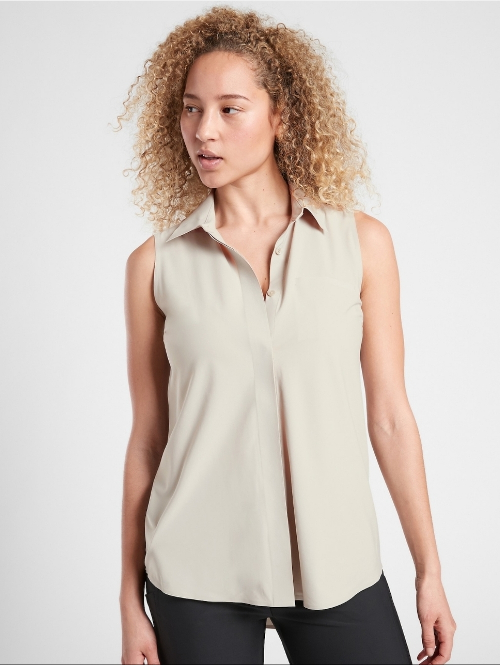Athleta Urbanite Top Size Small Beige - Stone